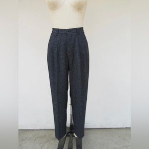 90s VINTAGE Hearhered Charcoal Gray Pleated High Waist Trousers Slacks Pants